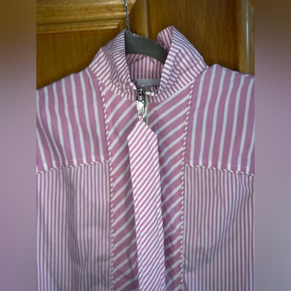 GANNI Pink Striped Organic Cotton Oversized Shirt S/M - Picture 6 of 11
